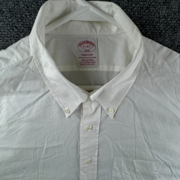 Brooks Brothers Button Up White Cotton Blend Stretch Madison 17 34/35 Adult - Picture 7 of 16